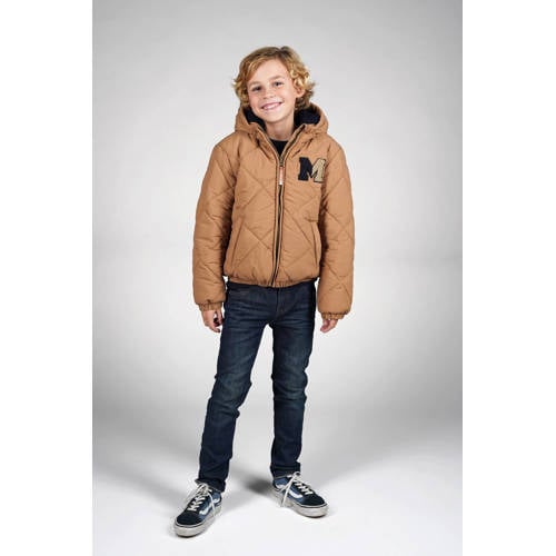 Moodstreet gewatteerde jas winter beige Jongens Polyester Capuchon Effen