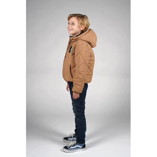 Moodstreet gewatteerde jas winter beige Jongens Polyester Capuchon Effen