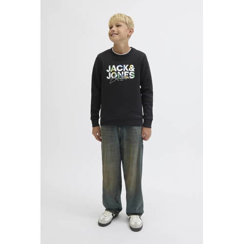 JACK & JONES JUNIOR sweater zwart Logo