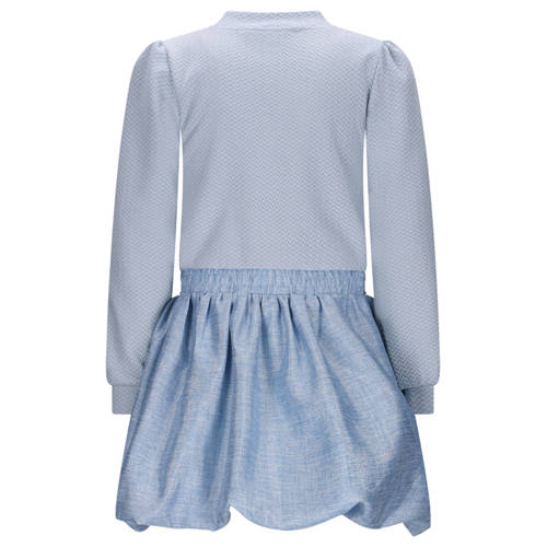 Le Chic korte jurk lichtblauw Meisjes Polyester Opstaande kraag Gemêleerd