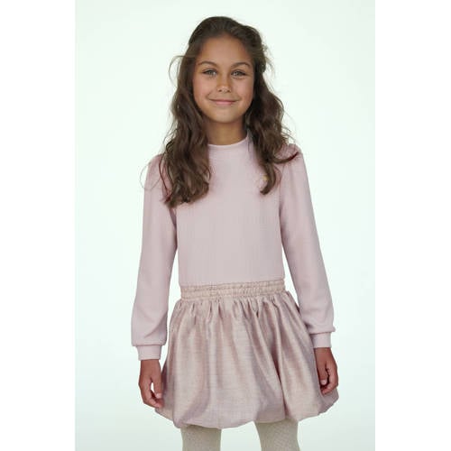 Le Chic korte jurk lichtbruin Meisjes Polyester Opstaande kraag Gemêleerd