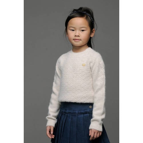 Le Chic trui ecru gebreid Meisjes Polyester Ronde hals Effen - maat 146/152 afbeelding