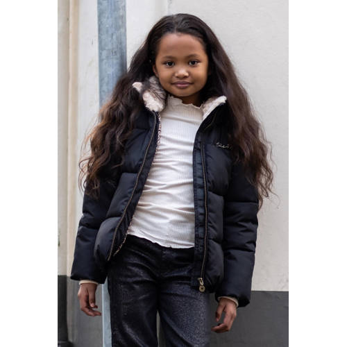 Like Flo gewatteerde jas antraciet Grijs Meisjes Polyester Capuchon Effen - maat 110 afbeelding