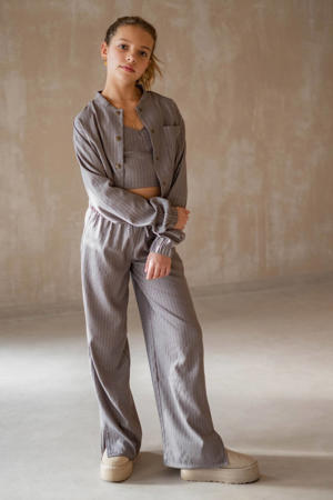 wide leg casual broek grijs