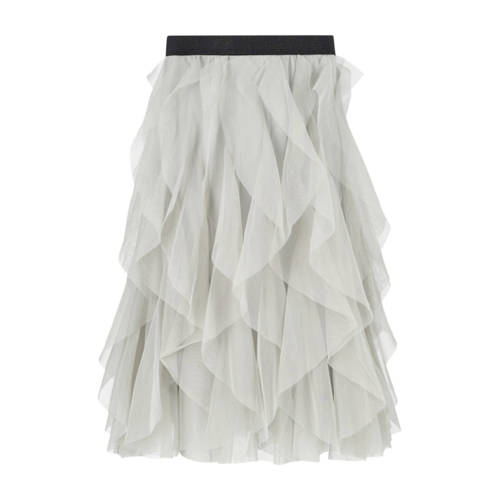 Like Flo Young kanten midi rok grijs Effen