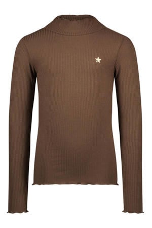 longsleeve rib gebreid bruin