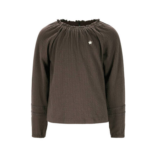Like Flo blousetop bruin Meisjes Stretchkatoen Boothals Effen - maat 158/164 afbeelding
