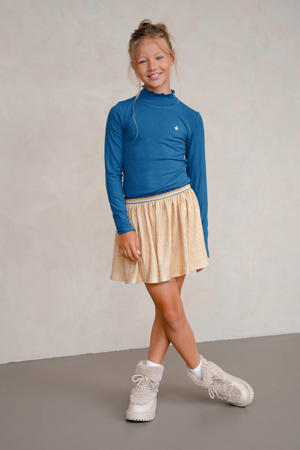 jurk met col rib gebreid blauw
