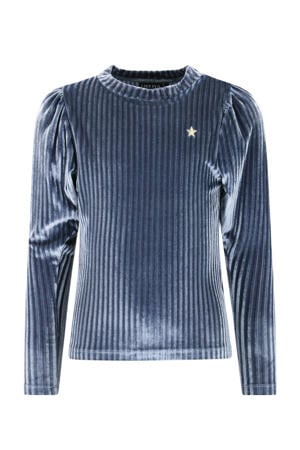 fluwelen blousetop blauw