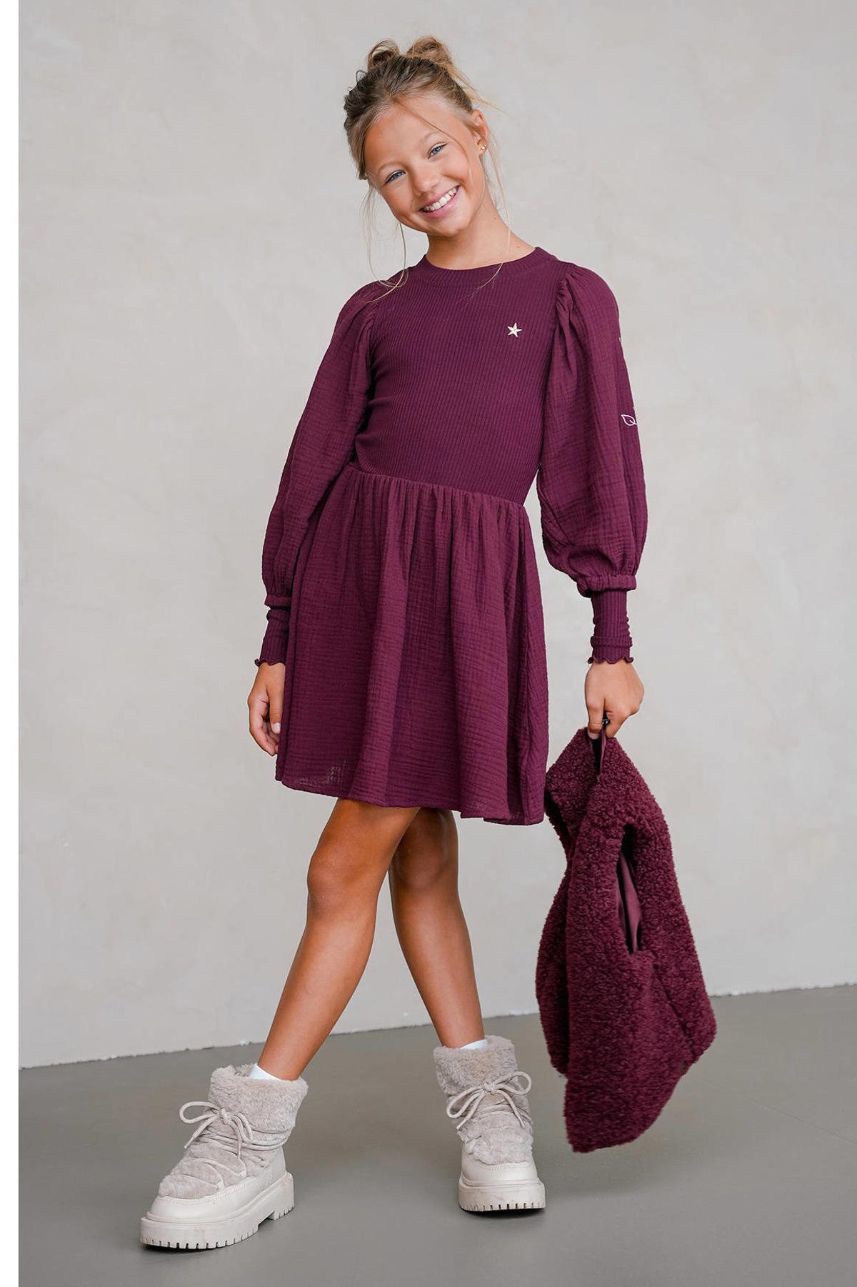 Like Flo korte jurk donkerrood