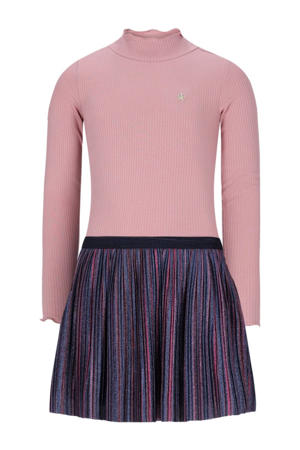 midi jurk rib gebreid roze
