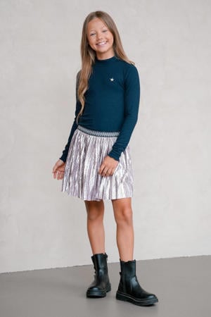 midi jurk rib gebreid donkerblauw