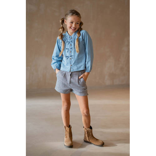 Like Flo denim blouse lichtblauw Effen