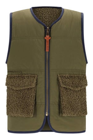 reversible teddy bodywarmer armygroen