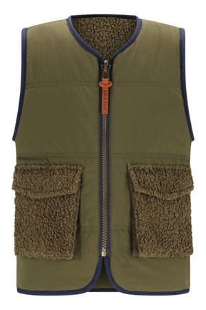 reversible teddy bodywarmer armygroen