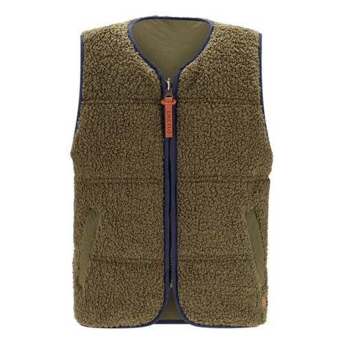 Like Flo Boys reversible teddy bodywarmer armygroen Jongens Polyester Openvallende hals