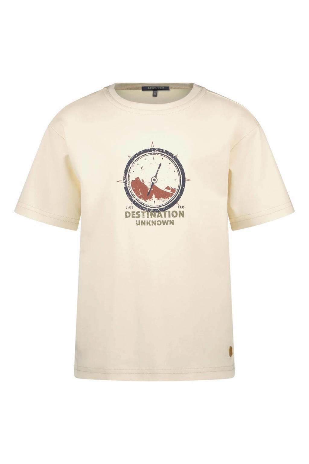 Witte jongens Like Flo Boys T-shirt van katoen met printopdruk, korte mouwen en ronde hals