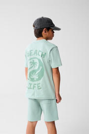 thumbnail: Blauwe jongens Shoeby T-shirt van katoen met backprint, korte mouwen en ronde hals