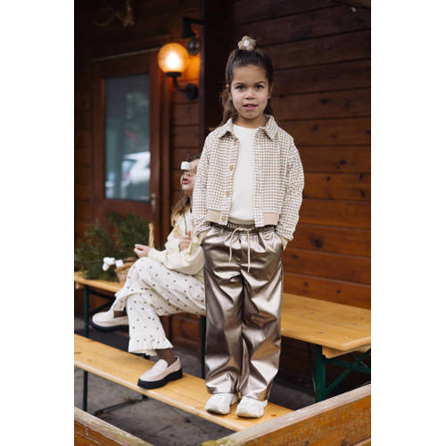 LEVV Little imitatieleren regular casual broek goud Meisjes Imitatieleer