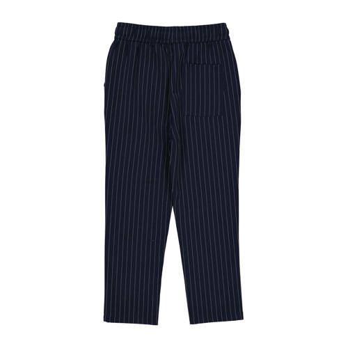 LEVV Little regular casual broek met krijtstreep donkerblauw Jongens Polyester