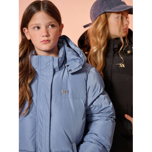 NIK&NIK gewatteerde jas lichtblauw Meisjes Polyester Capuchon Effen