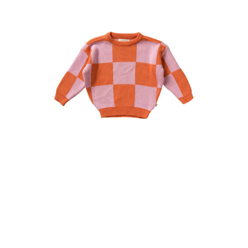 Your Wishes gebreide trui Oranje Meisjes Acryl Ronde hals Ruit - maat 74/80 afbeelding