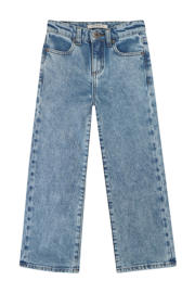 thumbnail: Medium blue denim meisjes Your Wishes jeans van denim met wijde pijpen, regular waist, rits- en knoopsluiting en meerkleurige print