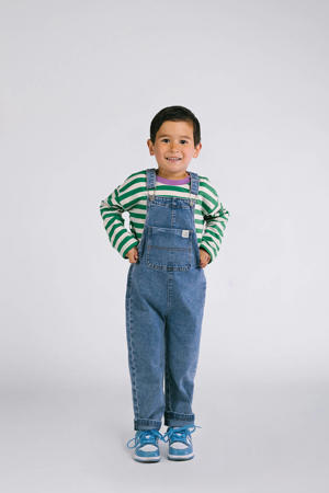 denim wide leg tuinbroek blauw