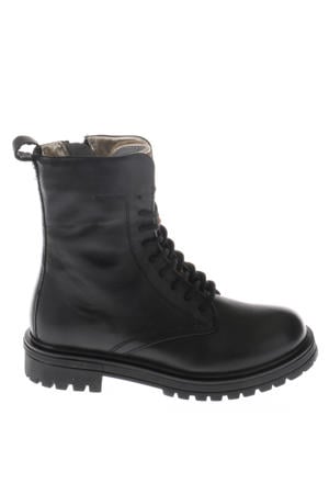 leren veterboots zwart
