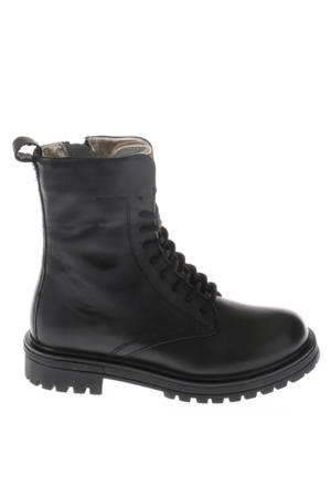 leren veterboots zwart