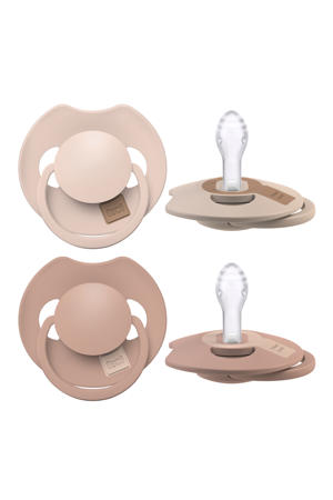 Difrax LOVI Dynamische Fopspeen Prime - 0 tot 6 Maanden - Beige & Bruin - 2 st.