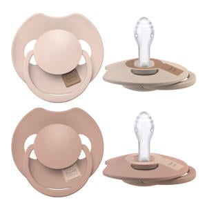 Difrax LOVI Dynamische Fopspeen Prime - 0 tot 6 Maanden - Beige & Bruin - 2 st.