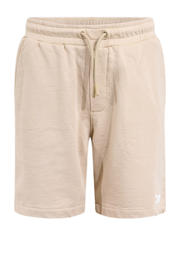 thumbnail: Beige jongens Shoeby regular sweatshort van katoen met elastische tailleband met koord en effen