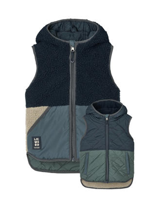 teddy reversible jas blauw