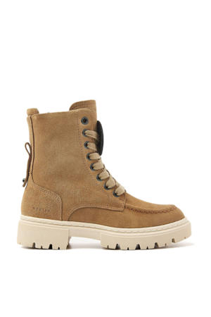 Fae Bobbi Fur Jr gevoerde suède veterboots camel
