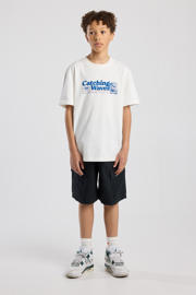 thumbnail: Wit en blauwe jongens America Today T-shirt van katoen met printopdruk, korte mouwen en ronde hals