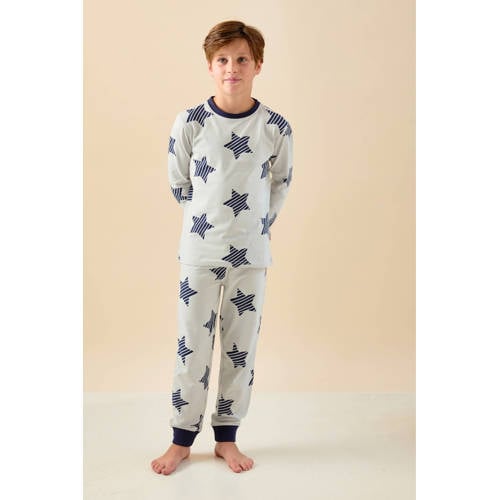 Little Label pyjama met sterren print Grijs Jongens Stretchkatoen Ronde hals