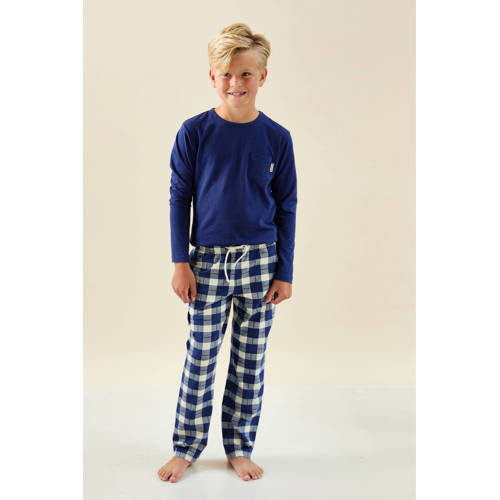 Little Label pyjama met geruite broek Blauw Jongens Stretchkatoen Ronde hals - maat 110/116 afbeelding