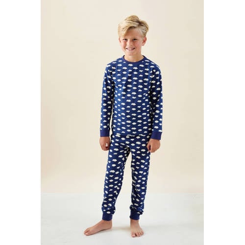 Little Label pyjama met all over print Blauw Jongens Stretchkatoen Ronde hals