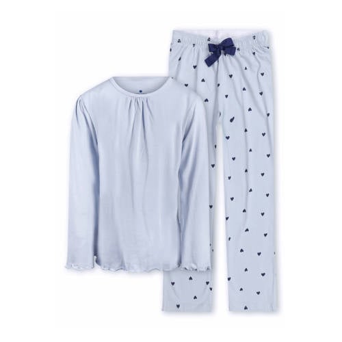 Little Label pyjama lichtblauw Meisjes Stretchkatoen Ronde hals Hartjes