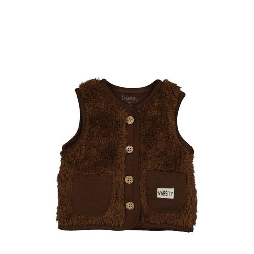BESS teddy gilet bruin Effen - maat 86 | Gilet van BESS afbeelding