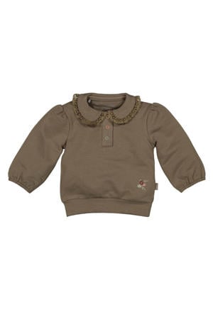 longsleeve bruin broderie