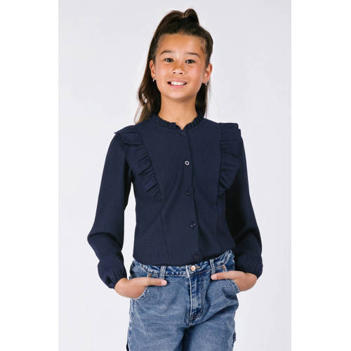 B.Nosy blouse blauw Meisjes Polyester Opstaande kraag Effen - maat 134/140 afbeelding
