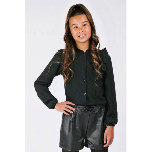 B.Nosy blouse zwart Meisjes Polyester Opstaande kraag Effen - maat 104 afbeelding