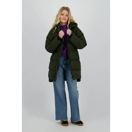 Raizzed gewatteerde jas donkergroen Meisjes Polyester Capuchon Effen