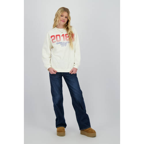 Raizzed high waist wide leg jeans dark blue denim Blauw Effen - maat 170 afbeelding