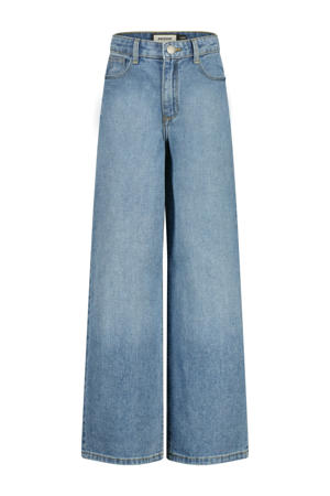 high waist wide leg jeans medium blue denim