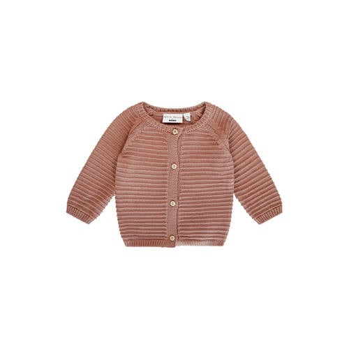 Petite Maison cardigan bruin gebreid Vest Jongens/Meisjes Katoen Ronde hals