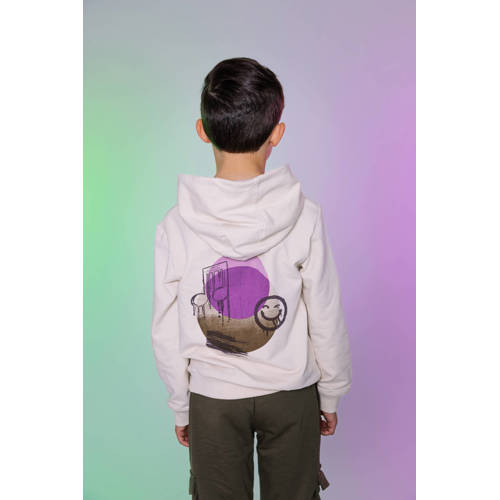 Quapi x Monique Smit hoodie met backprint ecru Sweater Jongens Katoen Capuchon - maat 104 afbeelding