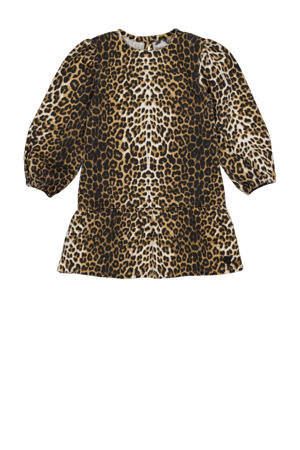 korte jurk met panterprint bruin